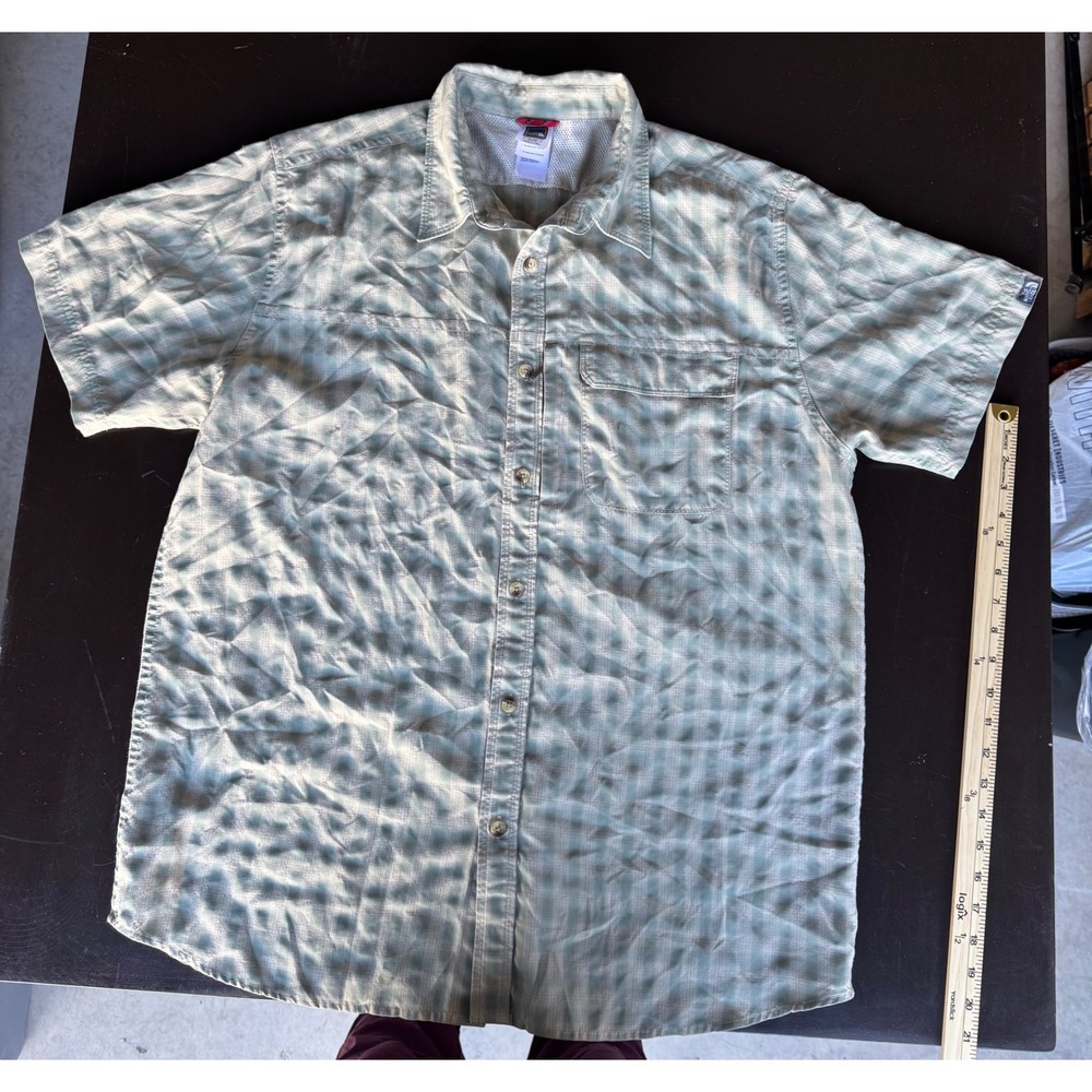 The North Face Mens XL Green Plaid Ripstop Short Sleeve Button Down Shirt AH6S